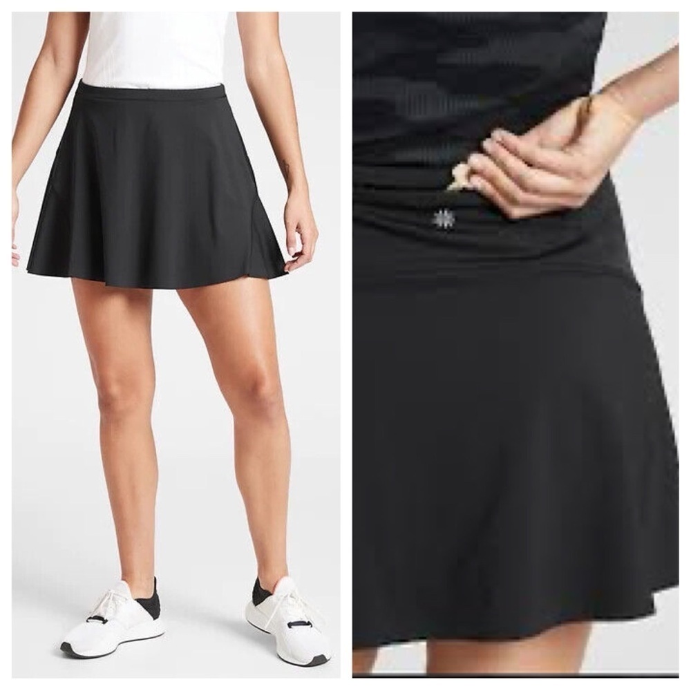 ATHLETA sz L TALL Black Match Point Skort Tennis Golf Pickleball Women's Skirt